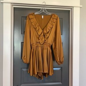 Elegant Brown Long Sleeve Romper